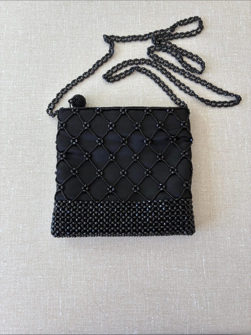 🌷3 for $25🌷Unbranded, US OS, Black Beaded Lattice Work Evening Mini Purse